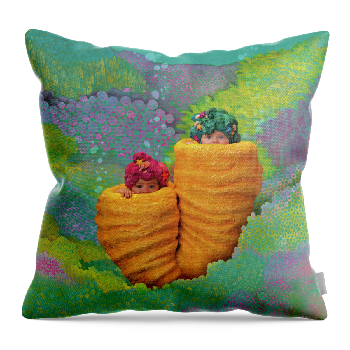Under The Sea Throw Pillow featuring the photograph Coral Babies by Anne Geddes