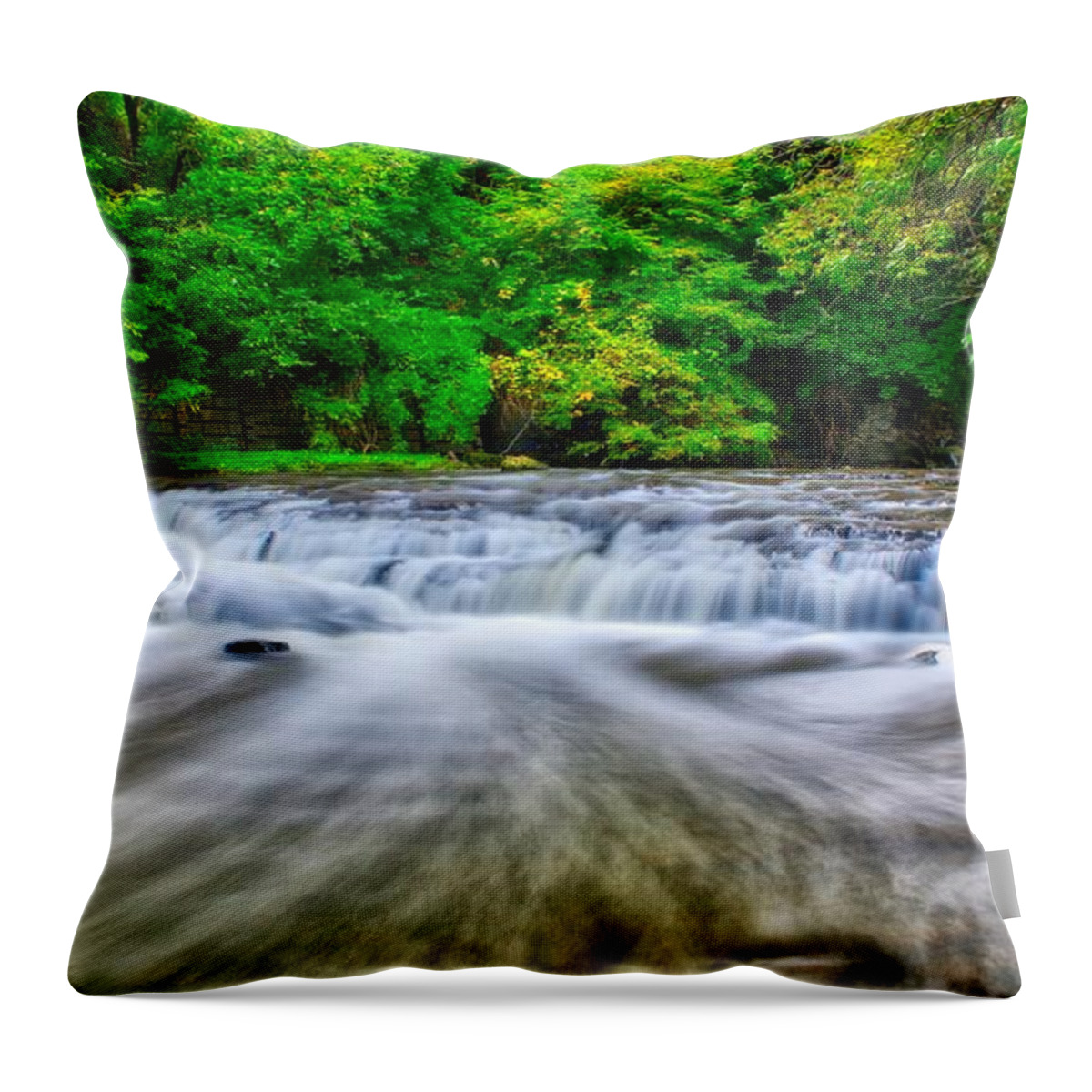 Nunweiler Throw Pillow featuring the photograph Corbett's Glen Cascade by Nunweiler Photography