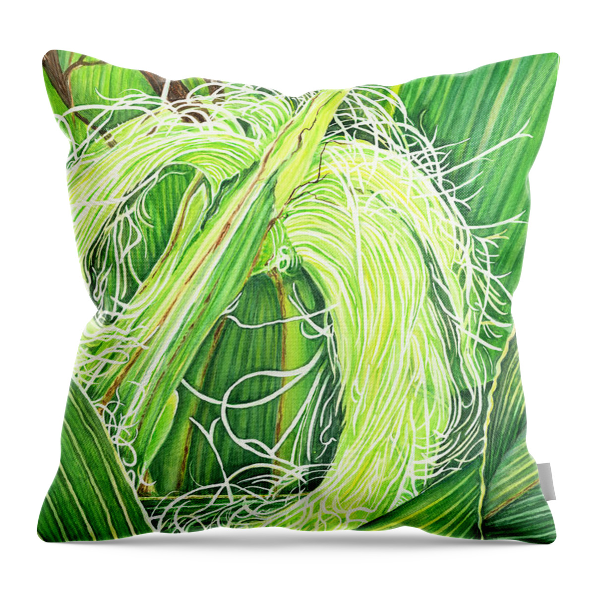 Corn Throw Pillow featuring the painting Corn Silk by Lori Taylor