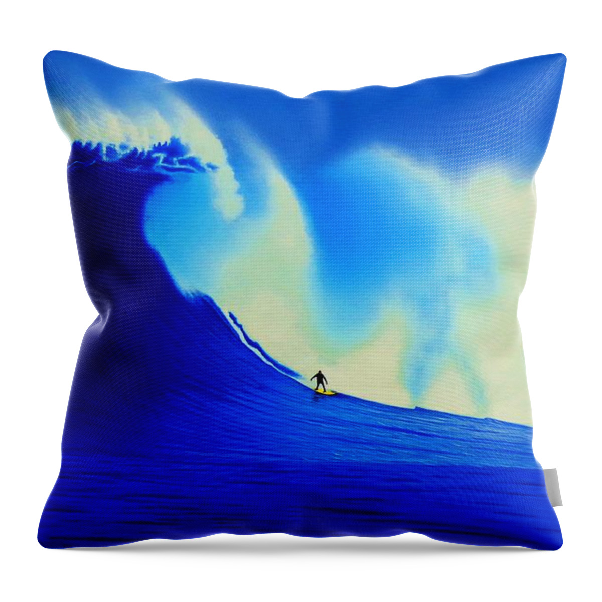 Surfing Throw Pillow featuring the painting Cortes Bank XXL 1-5-2008 by John Kaelin