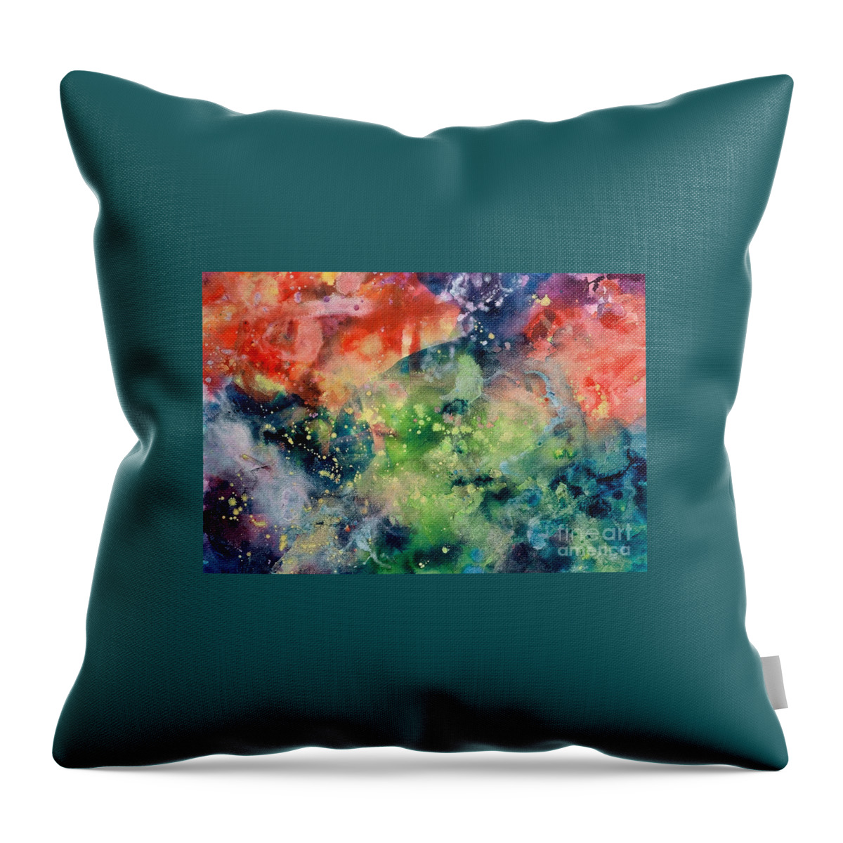 Abstract Throw Pillow featuring the painting Cosmic Clouds by Lucy Arnold