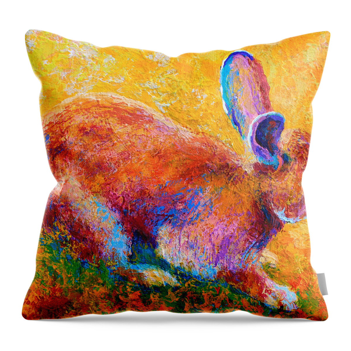 Rabbit Throw Pillow featuring the painting Cottontail II by Marion Rose