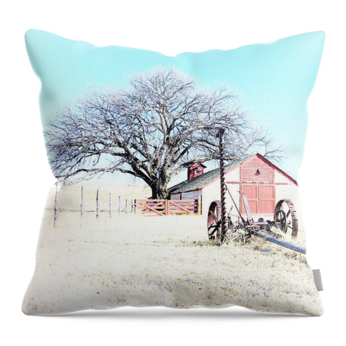 Rural Landscape Throw Pillow featuring the photograph Cottonwood Ranch by Merle Grenz