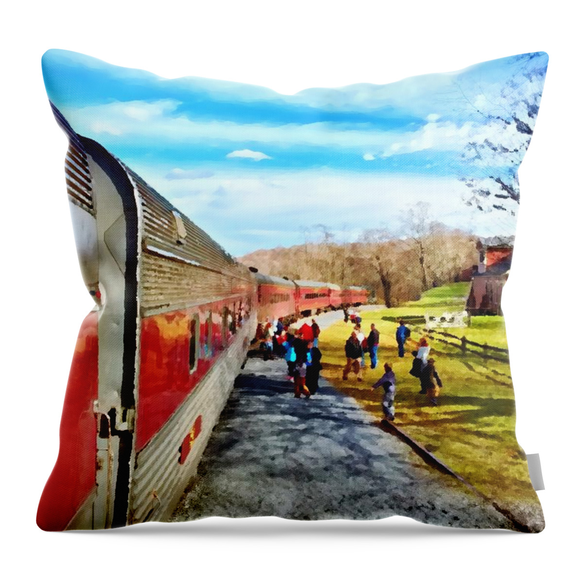 Train Throw Pillow featuring the photograph Country Train Depot by Chris Montcalmo