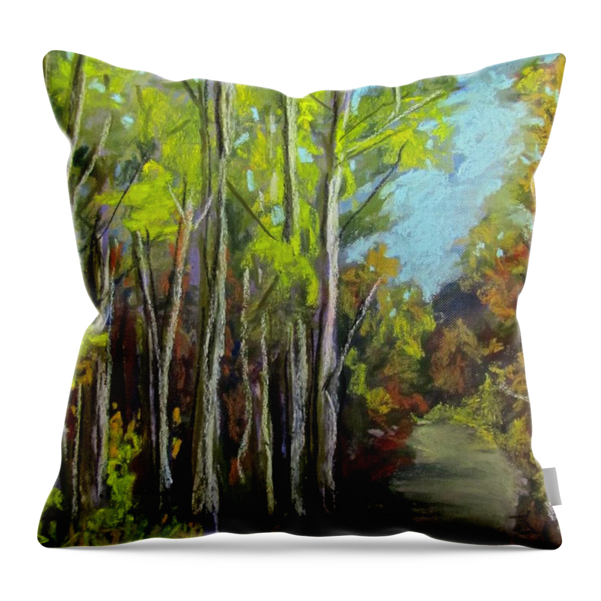 Woods Throw Pillow featuring the pastel Country Walk by Barbara O'Toole
