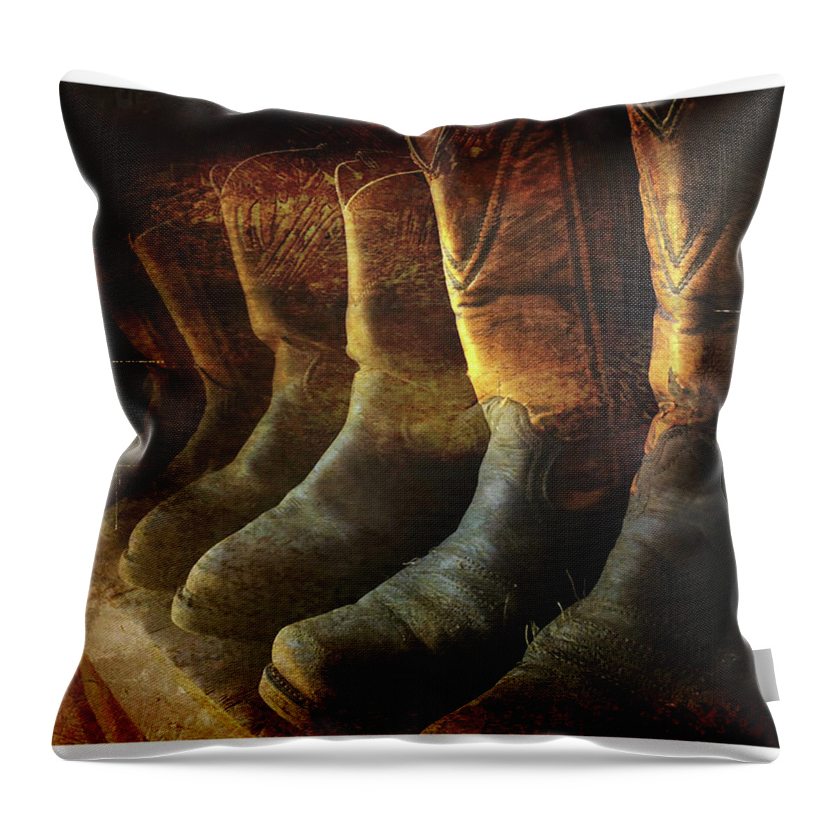 Boots Throw Pillow featuring the photograph Cowboy Boots by Peggy Dietz