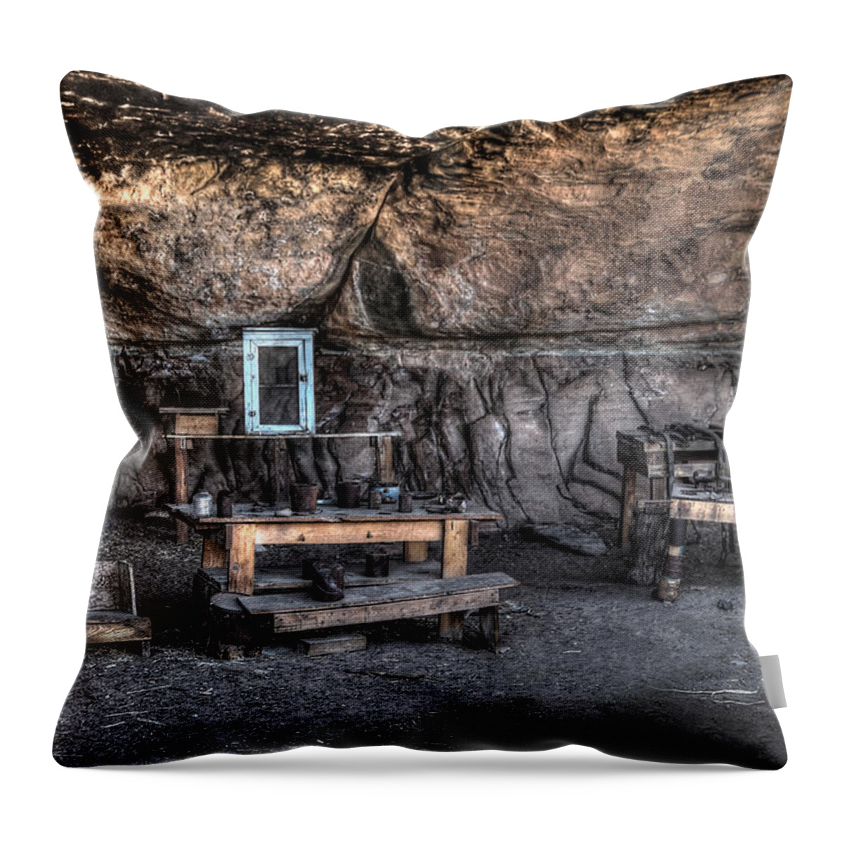 Photograph Throw Pillow featuring the photograph Cowboy Camp 1880s by Richard Gehlbach