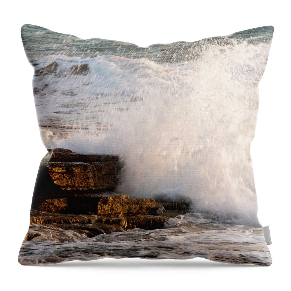 Wave Throw Pillow featuring the photograph Crashing waves by Michalakis Ppalis