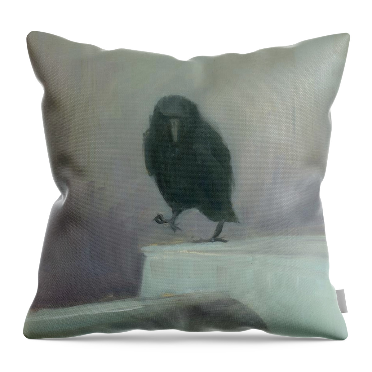 Bird Throw Pillow featuring the painting Crow 16 by David Ladmore