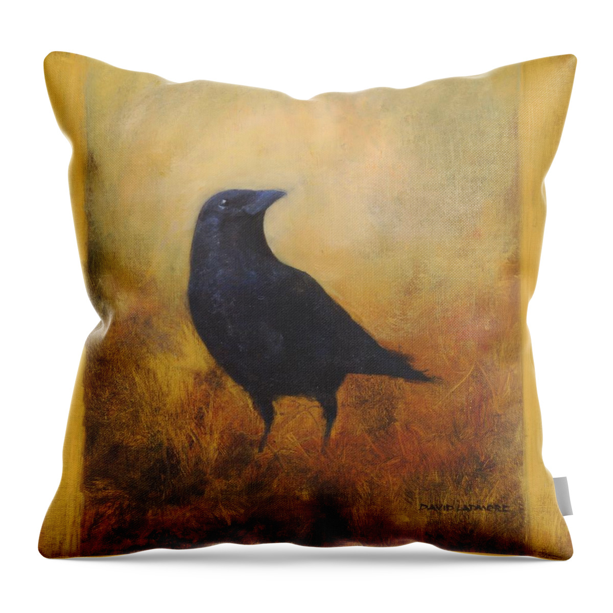 Bird Throw Pillow featuring the painting Crow 25 by David Ladmore
