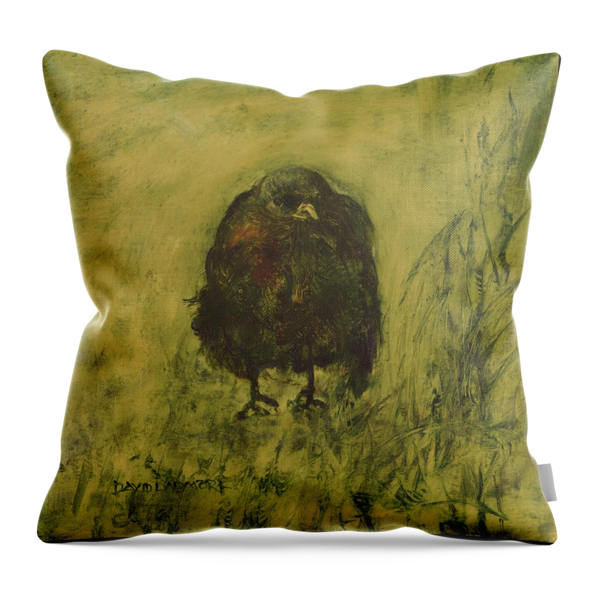 Bird Throw Pillow featuring the painting Crow 26 by David Ladmore