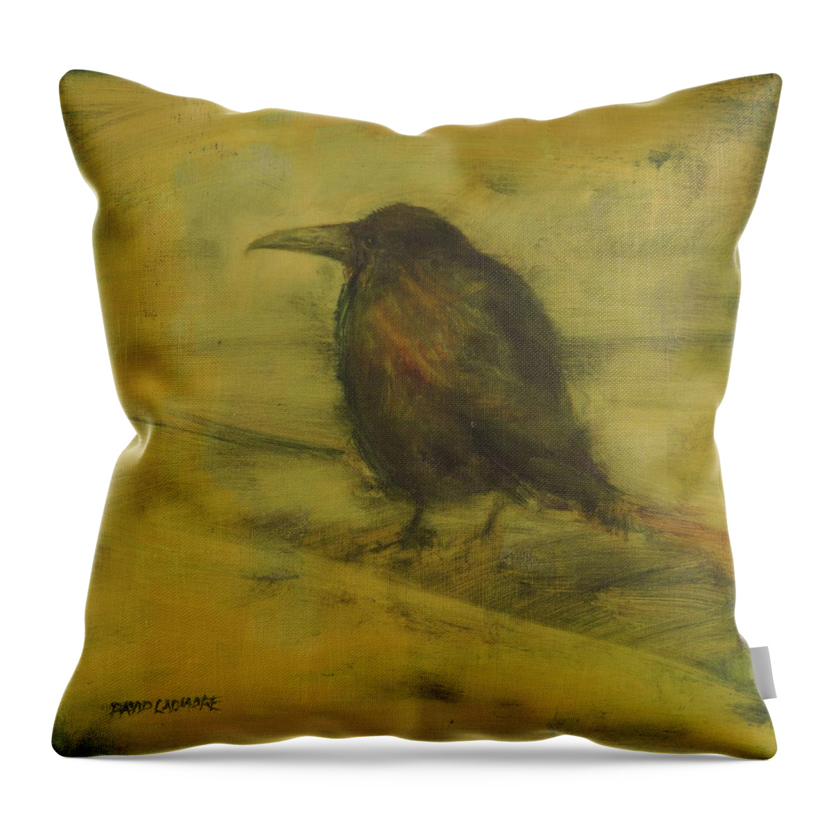 Bird Throw Pillow featuring the painting Crow 27 by David Ladmore