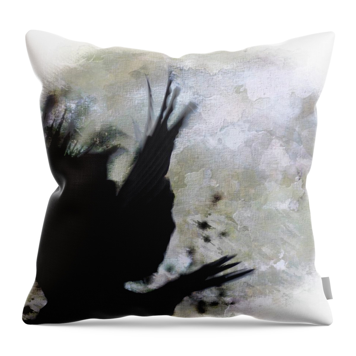  Throw Pillow featuring the photograph Crow Fly by Stoney Lawrentz
