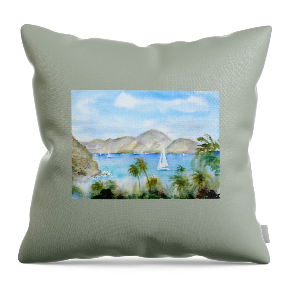 Caribbean Throw Pillow featuring the painting Cruising in the Caribbean by Diane Kirk