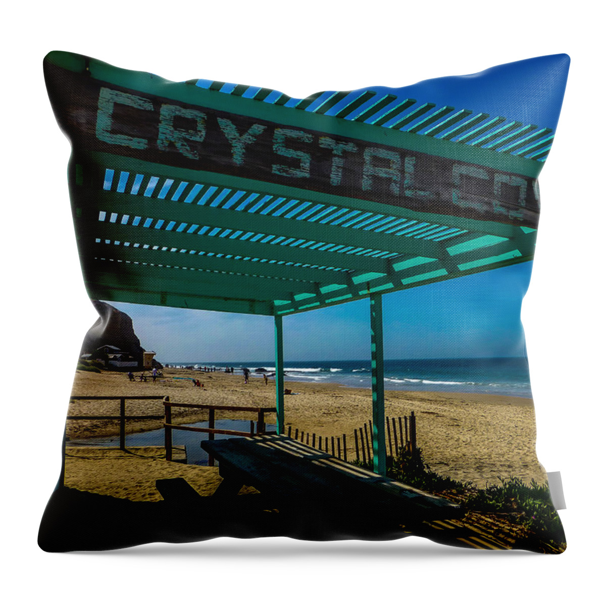 Crystal Cove Throw Pillow featuring the photograph Crystal Cove Store by Pamela Newcomb