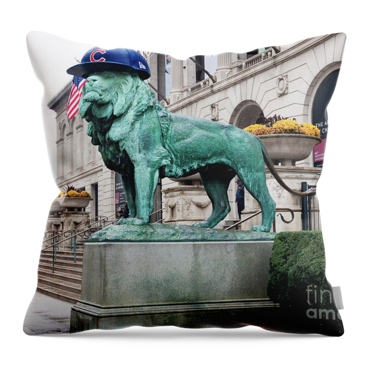 Cubbies Lions Throw Pillow featuring the photograph Cubs Lions by Patty Colabuono