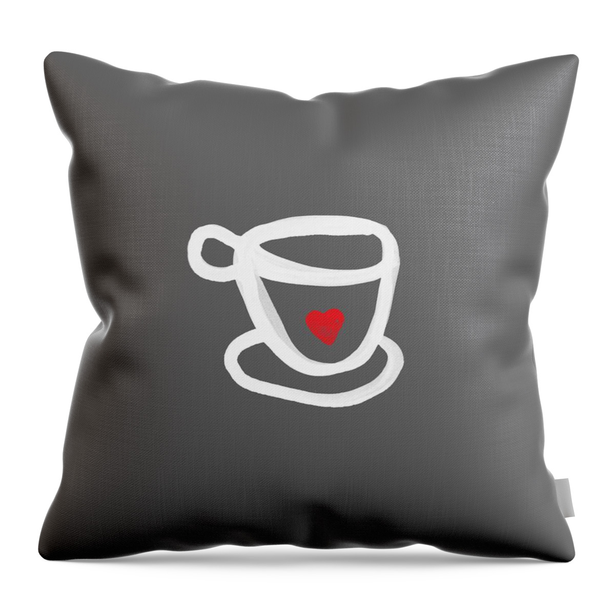 Coffee Throw Pillow featuring the painting Cup of Love- Shirt by Linda Woods