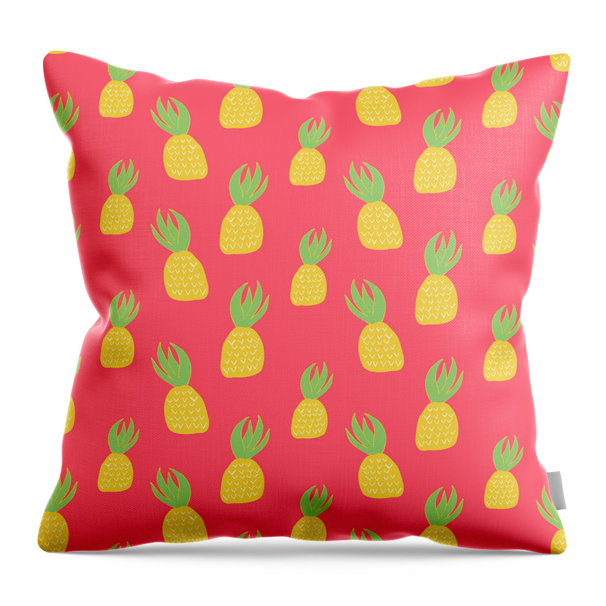 Cute Pineapples Throw Pillow featuring the digital art Cute Pineapples by Allyson Johnson
