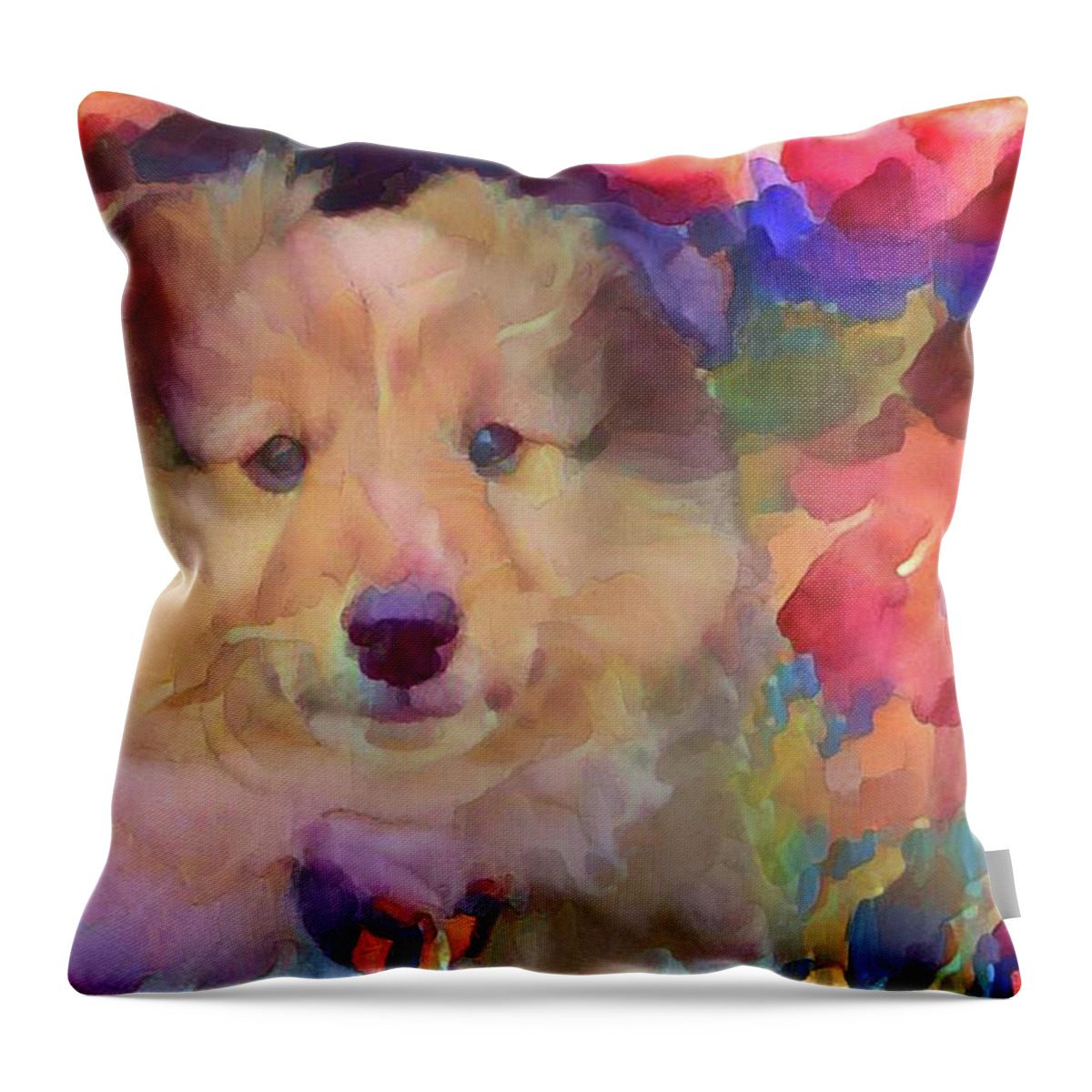 Cute Puppy Throw Pillow featuring the mixed media Cute puppy by Lilia D