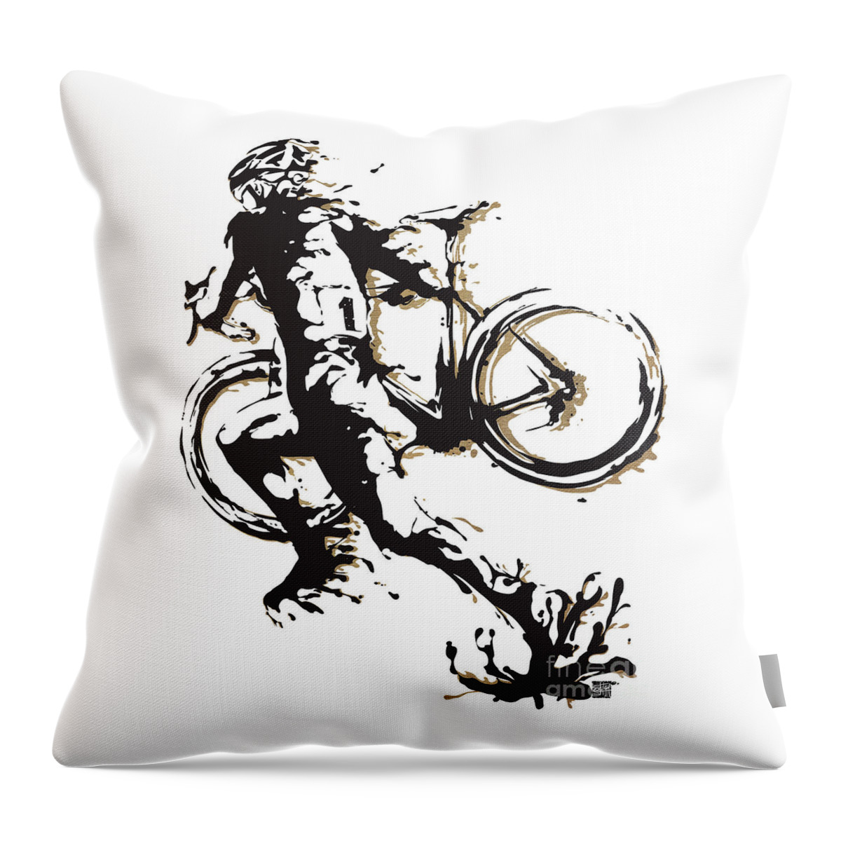 Cyclocross Throw Pillow featuring the painting Cyclocross Poster1 by Sassan Filsoof