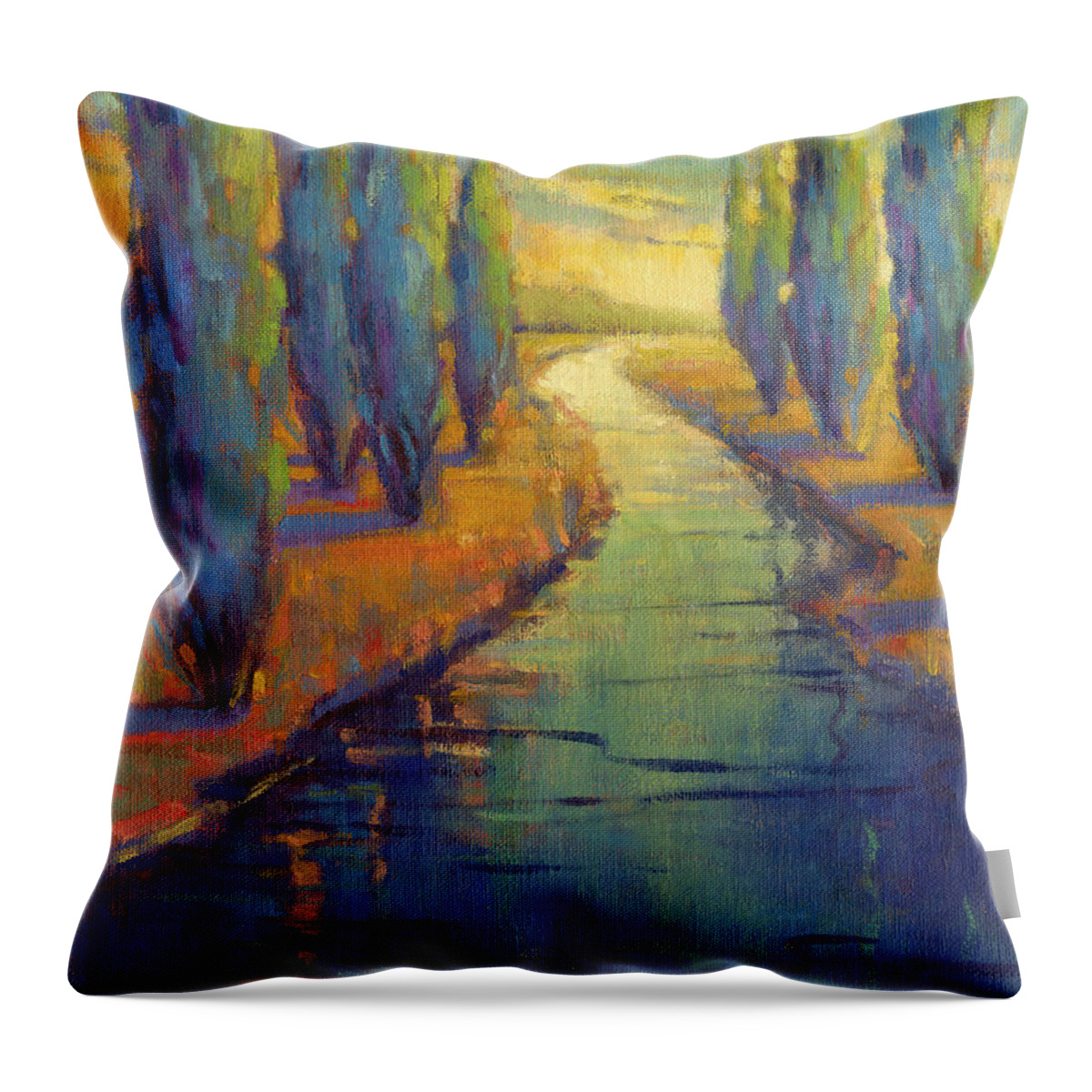 Cypress Throw Pillow featuring the painting Cypress Reflection by Konnie Kim