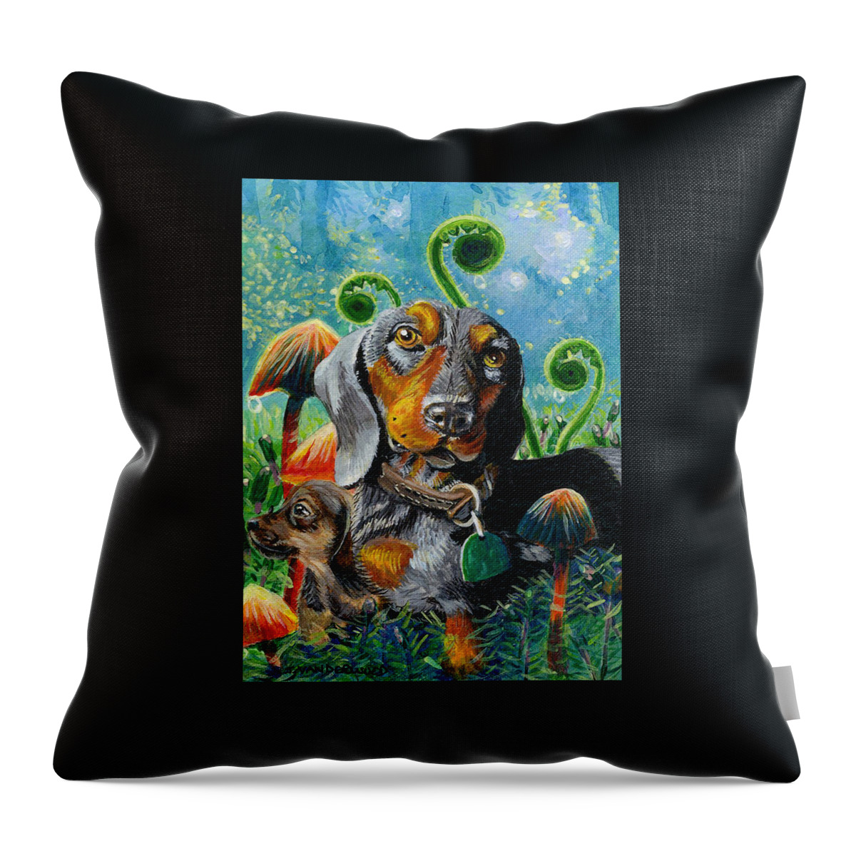 Dog Throw Pillow featuring the painting Daddy Love by Jacquelin L Vanderwood Westerman