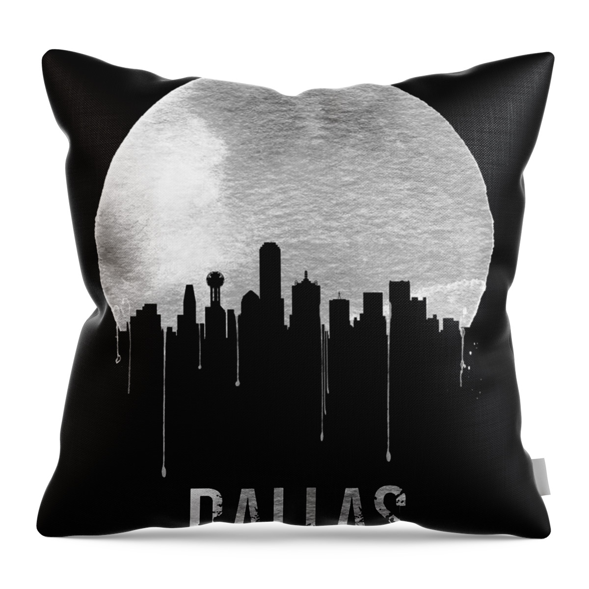 Dallas Throw Pillow featuring the digital art Dallas Skyline Black by Naxart Studio