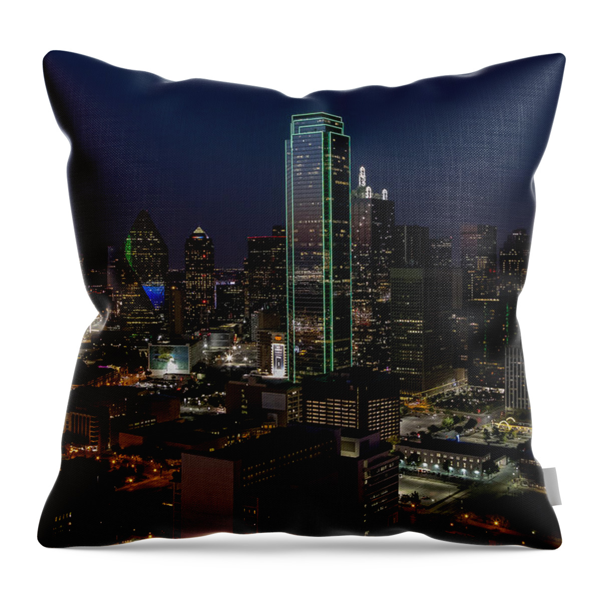 Dallas Throw Pillow featuring the photograph Dallas Skyline Evening glow by Andy Myatt