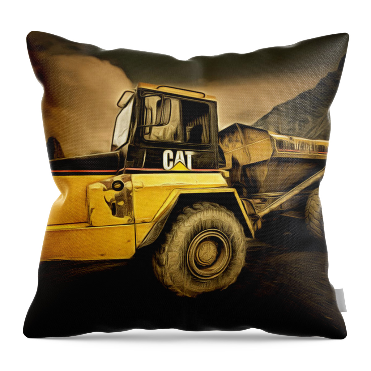 Caterpillar Throw Pillow featuring the photograph Dan Creek Rock Truck by Fred Denner