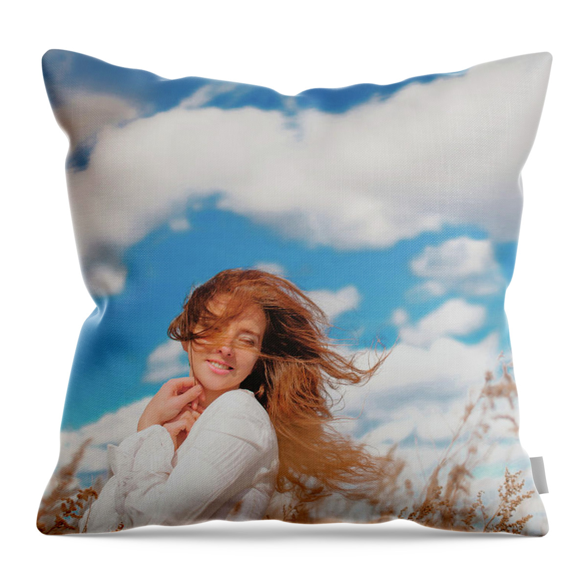 Russian Artists New Wave Throw Pillow featuring the photograph Dance with Wind by Vit Nasonov