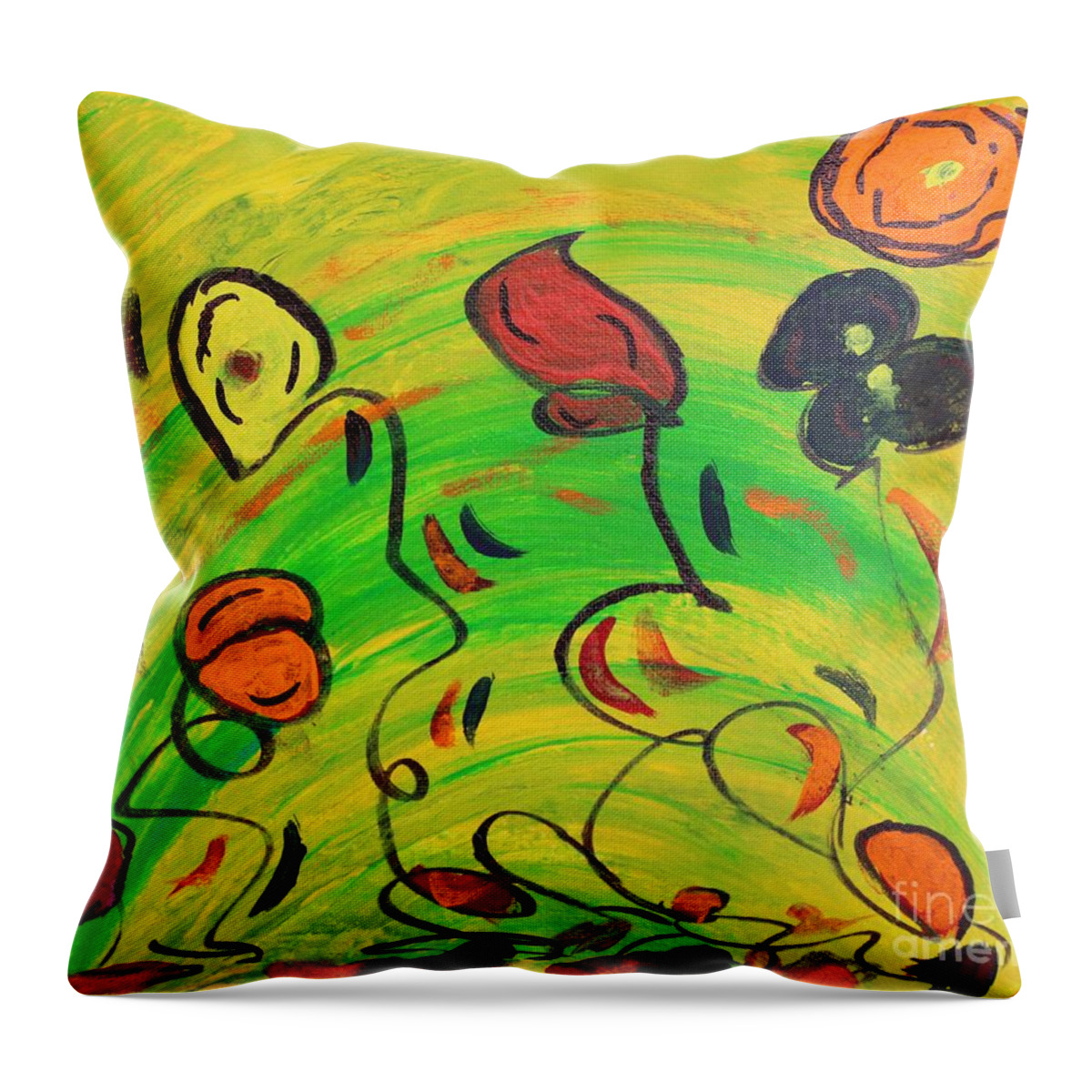 Fun In The Sun Throw Pillow featuring the painting Dancing in the sun by Sarahleah Hankes