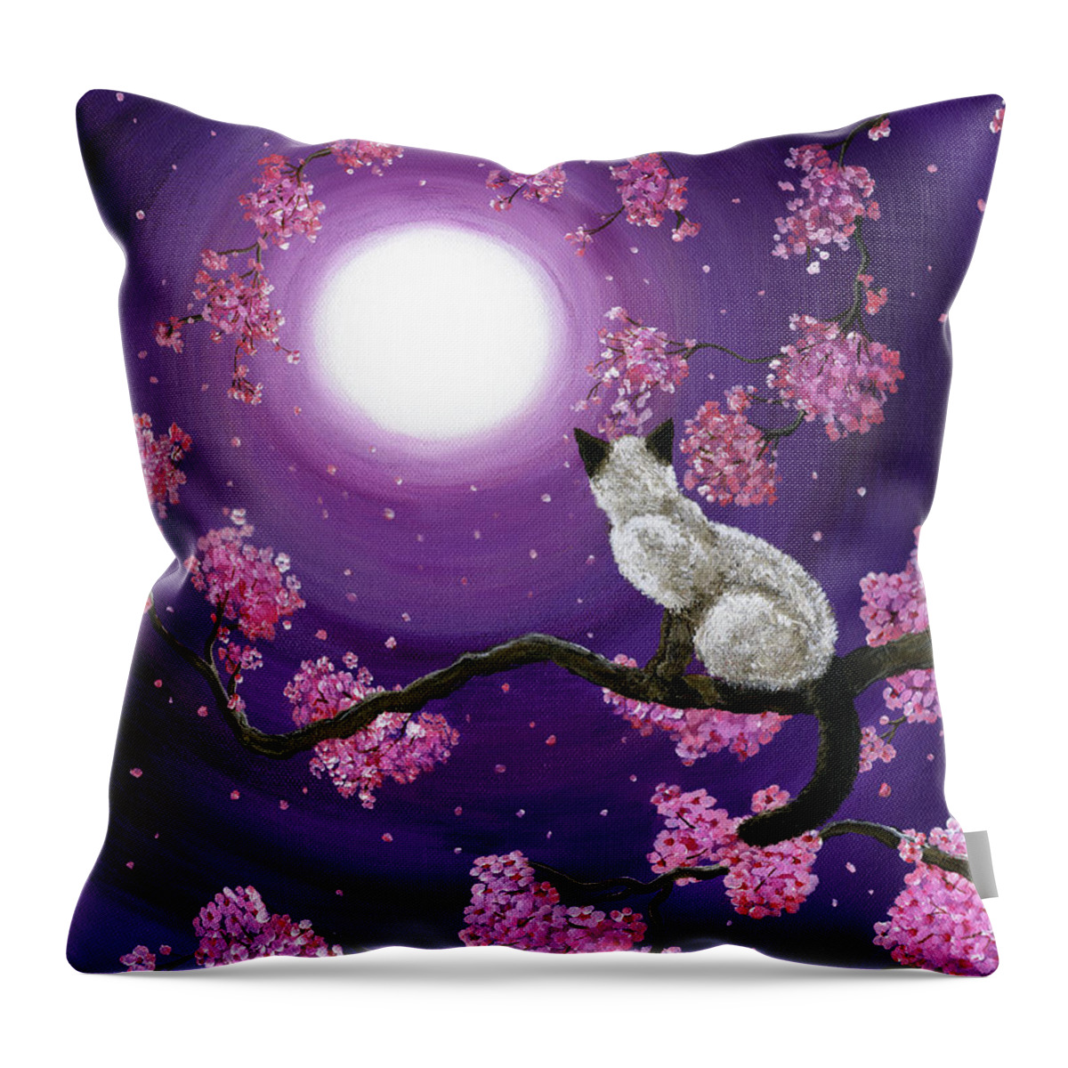 Zen Throw Pillow featuring the painting Dancing Pink Petals by Laura Iverson