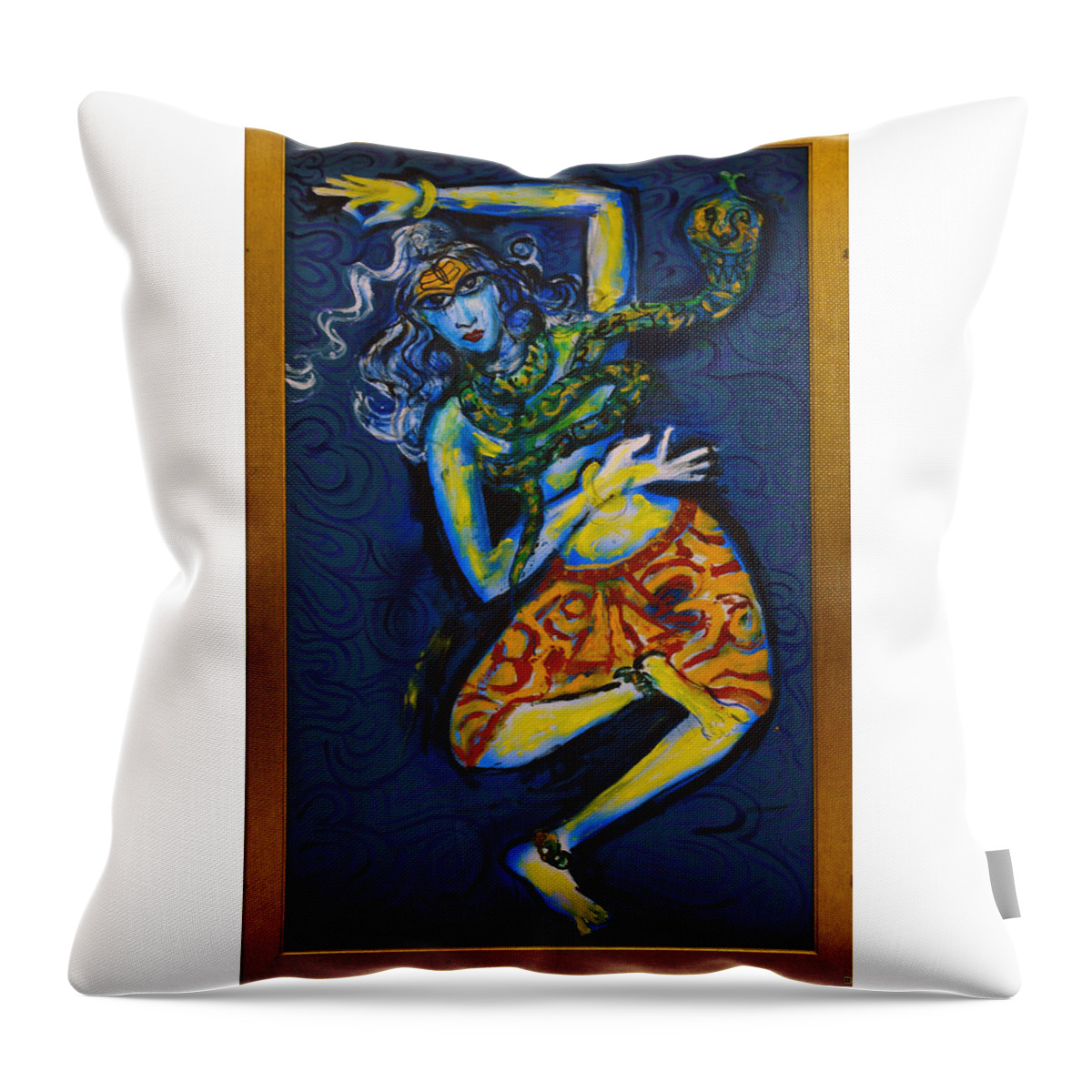 Dance Throw Pillow featuring the painting Dancing Shiva by Guruji Aruneshvar Paris Art Curator Katrin Suter