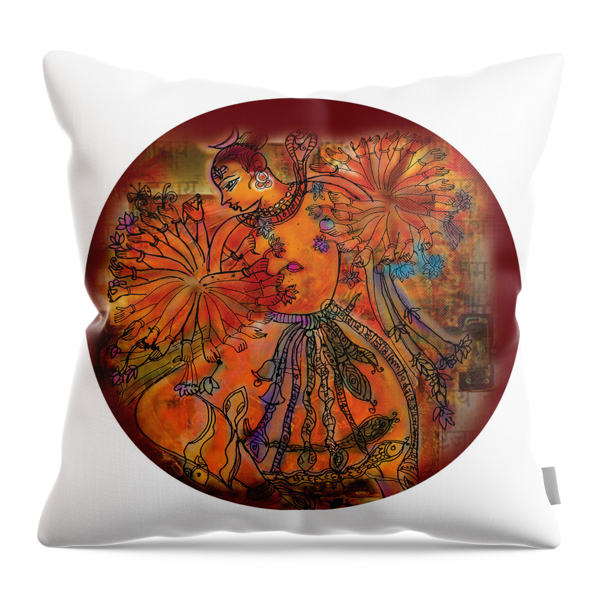 Dance Throw Pillow featuring the painting Dancing Shiva by Guruji Aruneshvar Paris Art Curator Katrin Suter