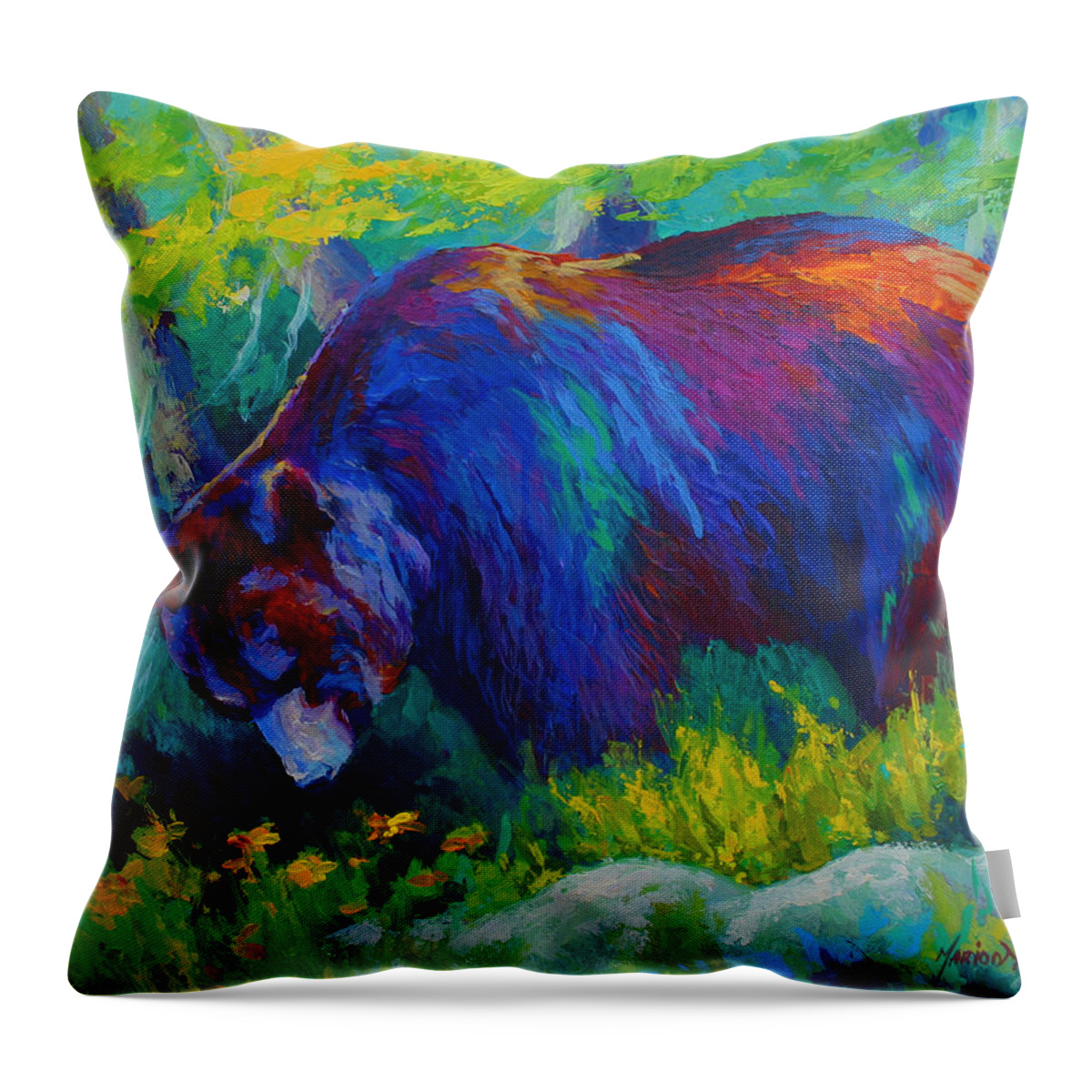 Dandelions For Dinner Black Bear Throw Pillow For Sale By Marion