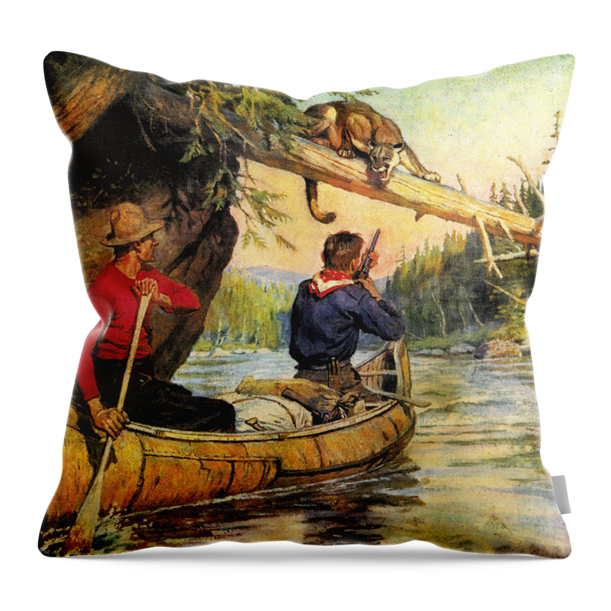 Phillip Goodwin Throw Pillow featuring the painting Dangerous Encounter by JQ Licensing