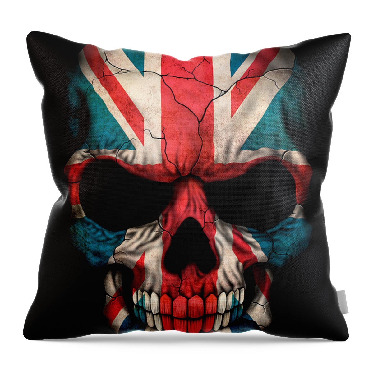 Dark Union Jack British Flag Skull Throw Pillow For Sale By Jeff