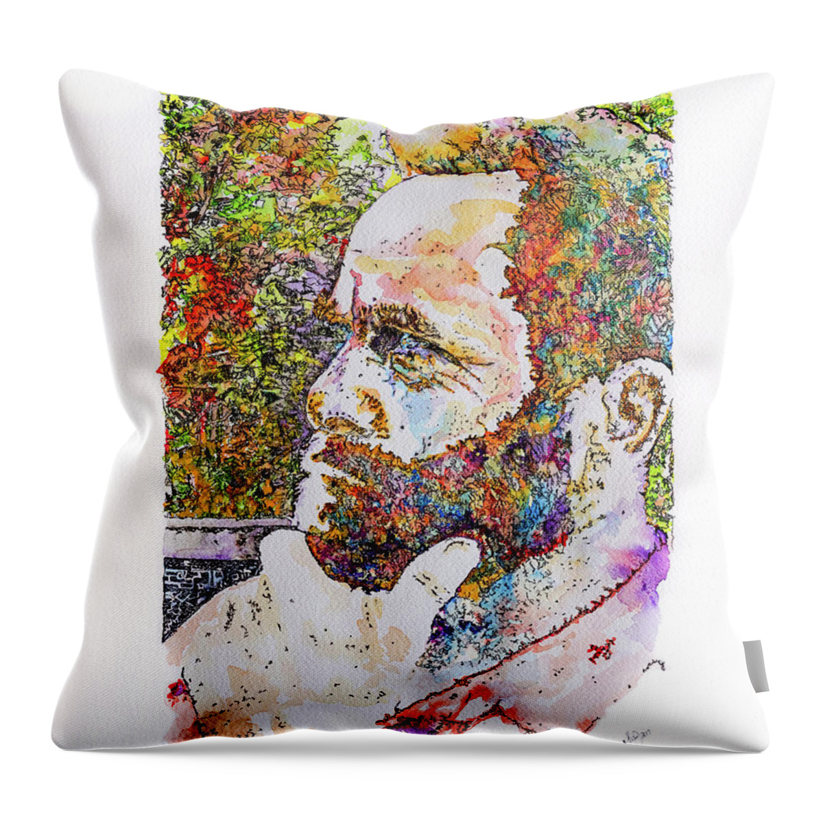 Watercolor Throw Pillow featuring the painting Dave by Theresa Marie Johnson