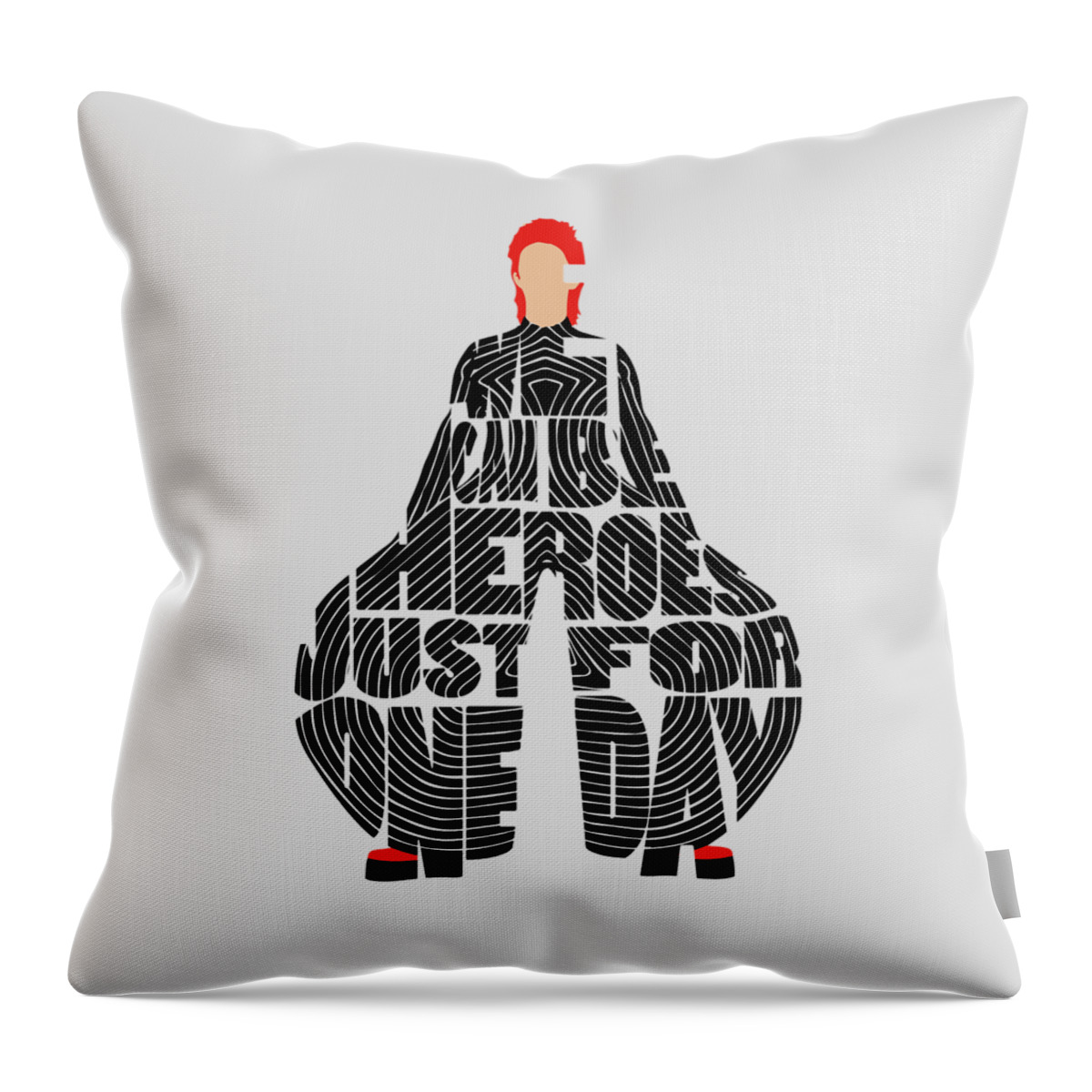 David Throw Pillow featuring the digital art David Bowie Typography Art by Inspirowl Design