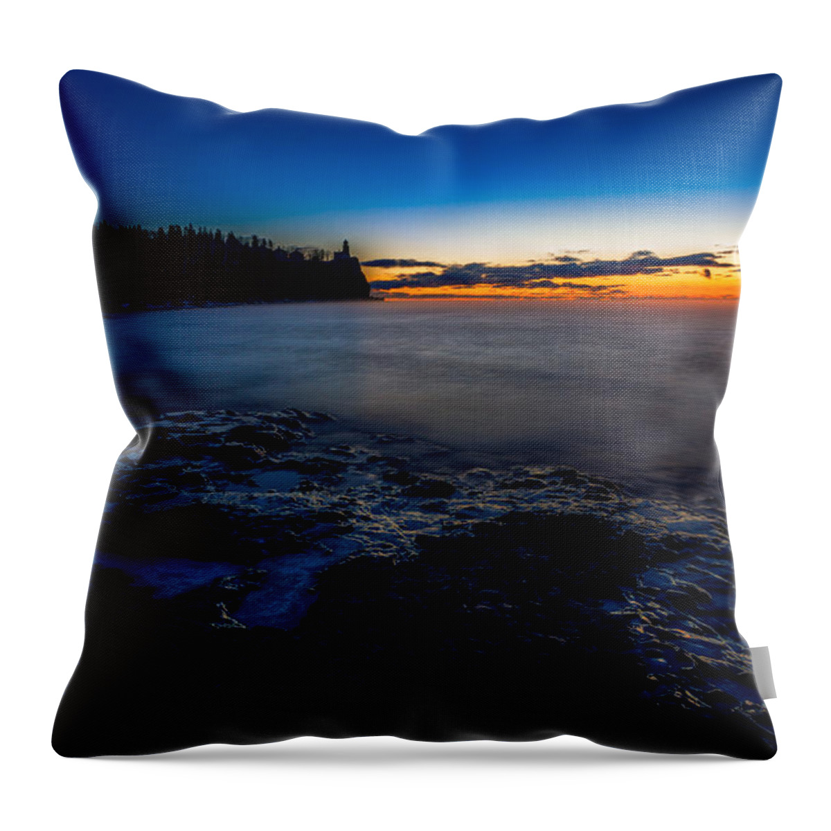 Lake Throw Pillow featuring the photograph Dawn at Split Rock by Rikk Flohr