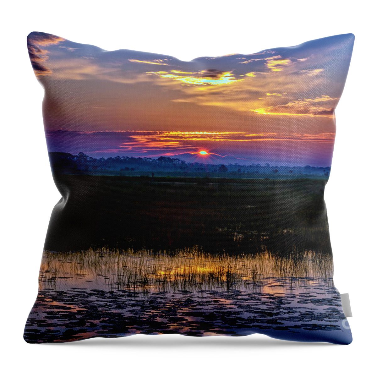 Sunrises Throw Pillow featuring the photograph Dawn Breaking Over Saint Marks by DB Hayes