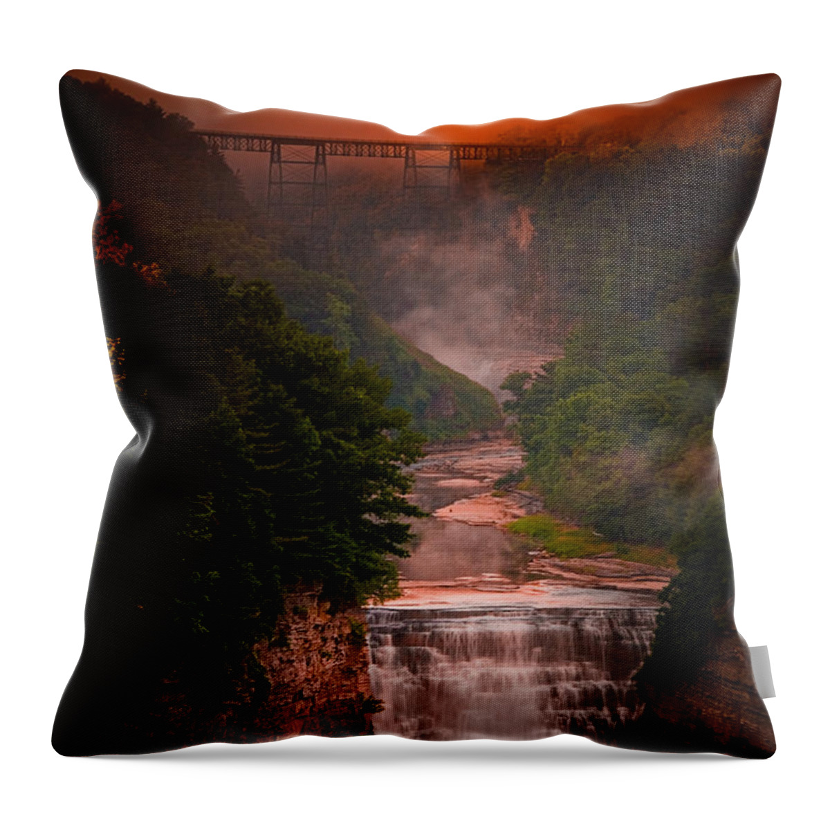 Letchworth Throw Pillow featuring the photograph Dawn Inspiration by Neil Shapiro