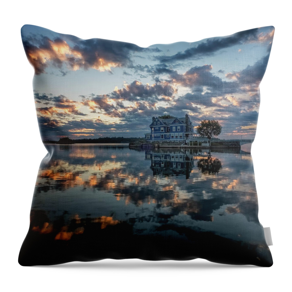 St Lawrence Seaway Throw Pillow featuring the photograph Dawn On The River by Tom Singleton