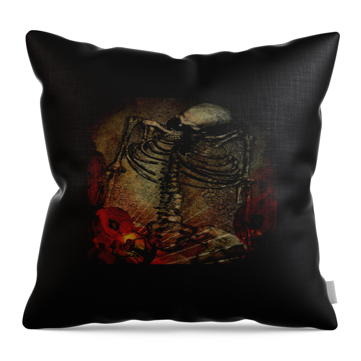 Skeleton Throw Pillow featuring the digital art Day of the Dead by Delight Worthyn