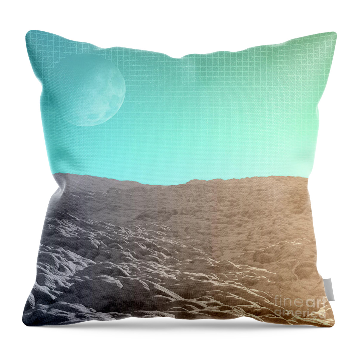 Moon Throw Pillow featuring the digital art Daylight In The Desert by Phil Perkins