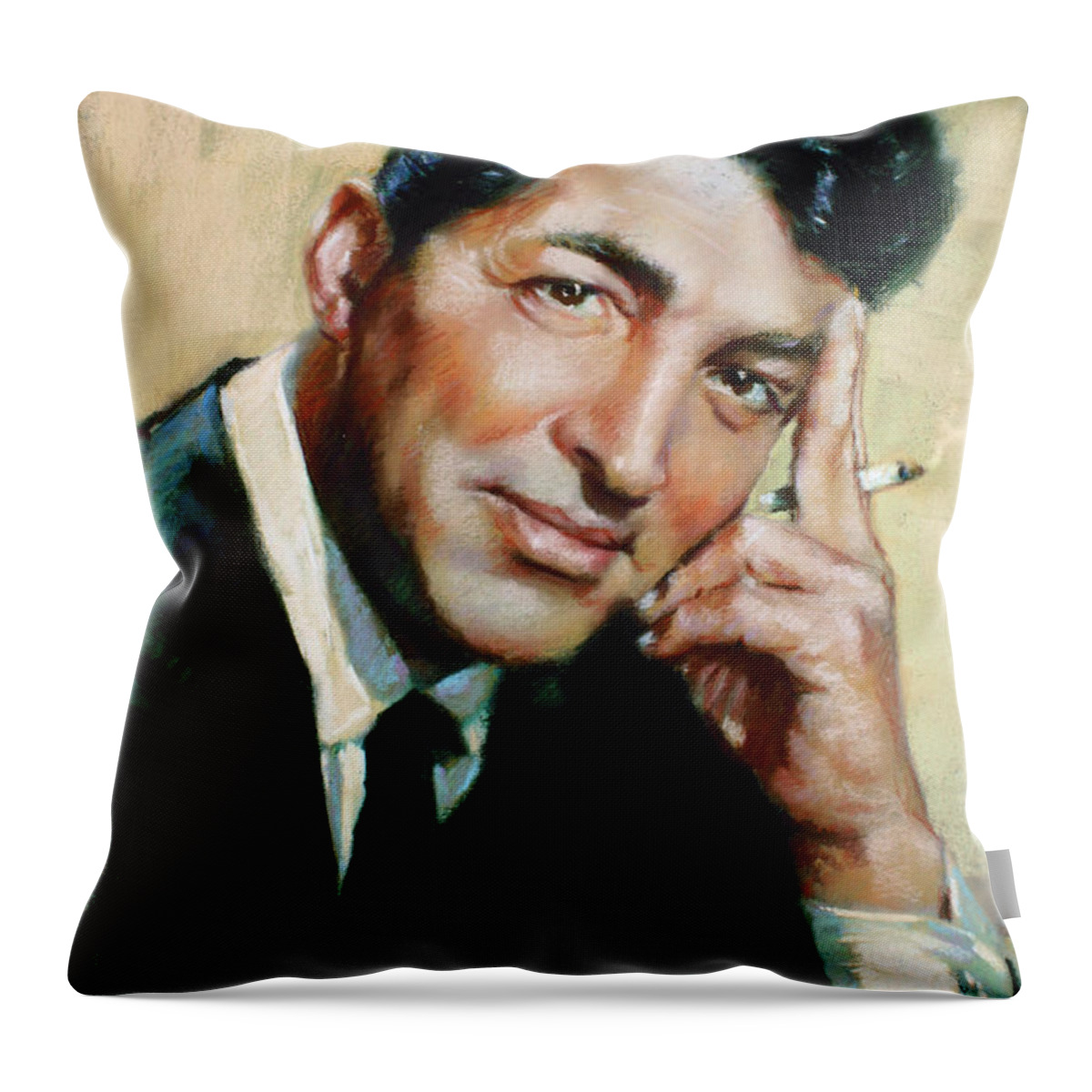 Dean Martin Throw Pillow featuring the pastel Dean Martin by Ylli Haruni