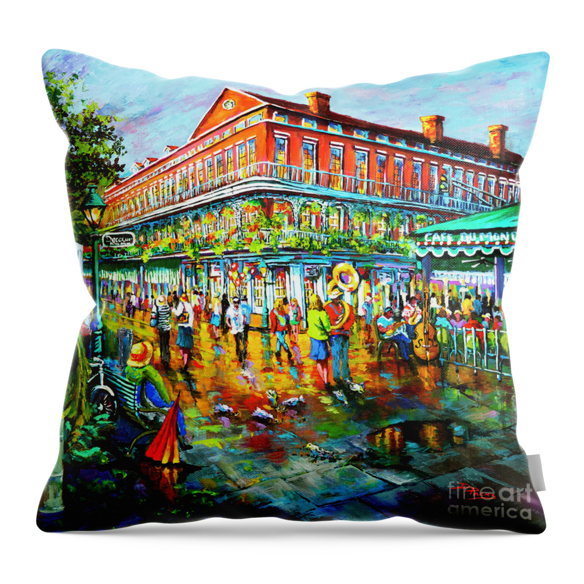 New Orleans Art Throw Pillow featuring the painting Decatur Evening by Dianne Parks