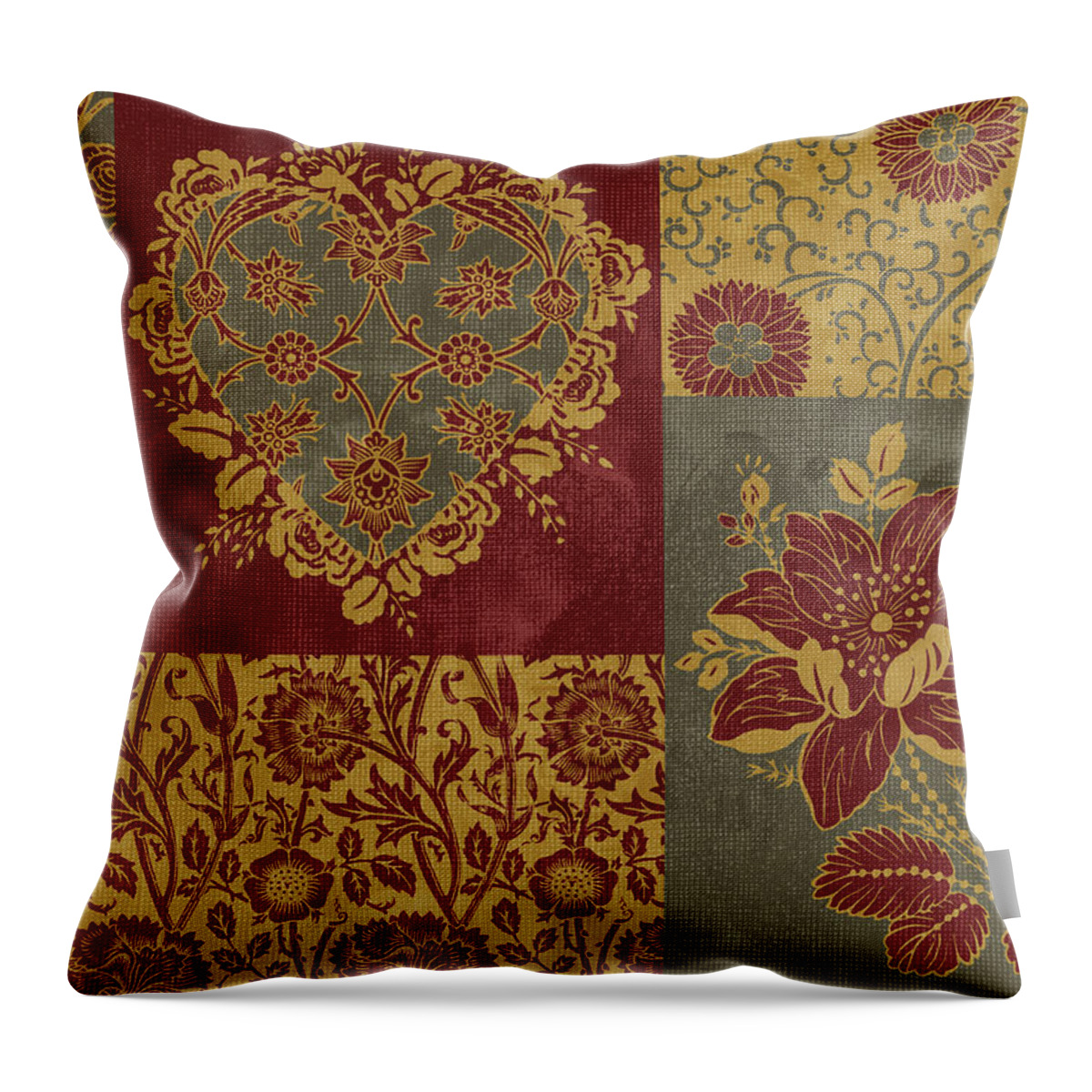 Heart Throw Pillow featuring the painting Deco Heart Earthtones by JQ Licensing