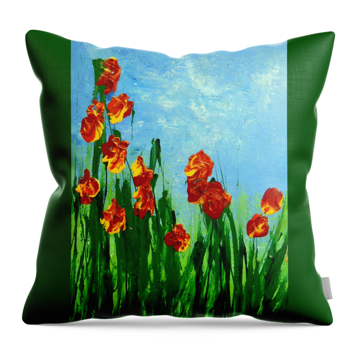 Vibrant Colorful Flowers Throw Pillow featuring the painting Deep Breaths by Aimee Bruno