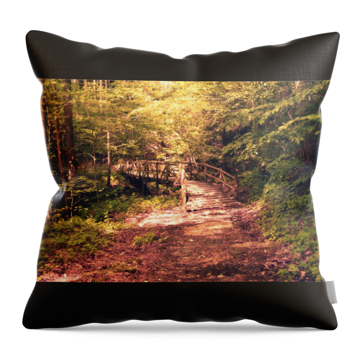 Foot Bridge Throw Pillow featuring the photograph The Enchanted Bridge by Stacie Siemsen